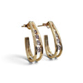 Channel Set Diamond J-Hoop Earrings in 14 Karat Yellow Gold