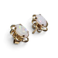 Opal Flower Stud Earrings in 14 Karat Yellow Gold