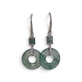 Jade Donut Ring Dangle Earrings in 18 Karat White Gold