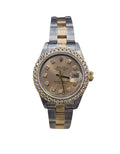 Rolex Two Tone Datejust 26mm Watch with Aftermarket Diamond Bezel