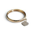 Dangle Textured Heart Dainty Band Ring in 14 Karat Yellow Gold