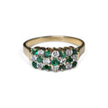 Emerald and Diamond Cluster Ring in 14 Karat Yellow Gold