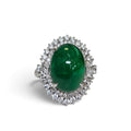 Emerald Cabochon and Diamond Cocktail Ring in 18 Karat White Gold