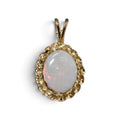 Oval Cabachon Opal Pendant in 14 Karat Yellow Gold