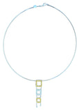 Geometric Pendant Necklace in 18 Karat White Gold with Diamonds and Yellow Sapphires