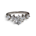 Round Brilliant Cut Diamond with Princess Cut Accent Diamonds Engagement Ring in 18 Karat White Gold