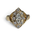 Marquise Diamond with Accent Pave Diamond Engagement Ring in 14 Karat Yellow Gold