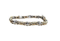 Bezel Set Fancy Link Diamond Bracelet in 14 Karat Two Tone Gold
