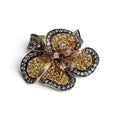 Flower Cocktail Ring with Yellow Sapphires and Chocolate and White Diamonds in 14 Karat Yellow Gold