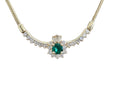 Emerald and Diamond Halo Necklace in 18 Karat Yellow Gold