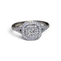 Princess Cut Diamond with Double Halo Engagement Ring in Platinum