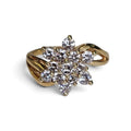 Cluster Diamond Flower Cocktail Ring in 14 Karat Yellow Gold