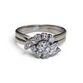 Round Cut Diamond with Diamond Floral Accent Engagment Ring in 14 Karat White Gold
