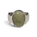 Oval Cut Green Jade Bezel Ring in 18 Karat White Gold