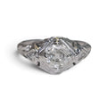 Vintage Filigree Old Minecut Diamond Engagement Ring in 18 Karat White Gold