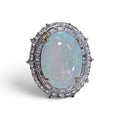 Opal Diamond Ring in 14 Karat White Gold