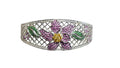 Floral Pink Sapphire Cuff Bracelet in 18 Karat White Gold