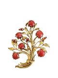 Red Coral Fruit Pendant/Brooch in 18 Karat Yellow Gold