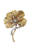 Flower Brooch/Pendant with Rubies and Diamonds in 18 Karat Yellow Gold