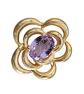 Floral Style Amethyst Brooch/Pendant in 18 Karat Yellow Gold