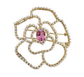Open Floral Tourmaline and Diamond Brooch/Pendant in 18 Karat Yellow Gold