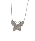 Diamond Buttefly Necklace in 14 Karat White Gold
