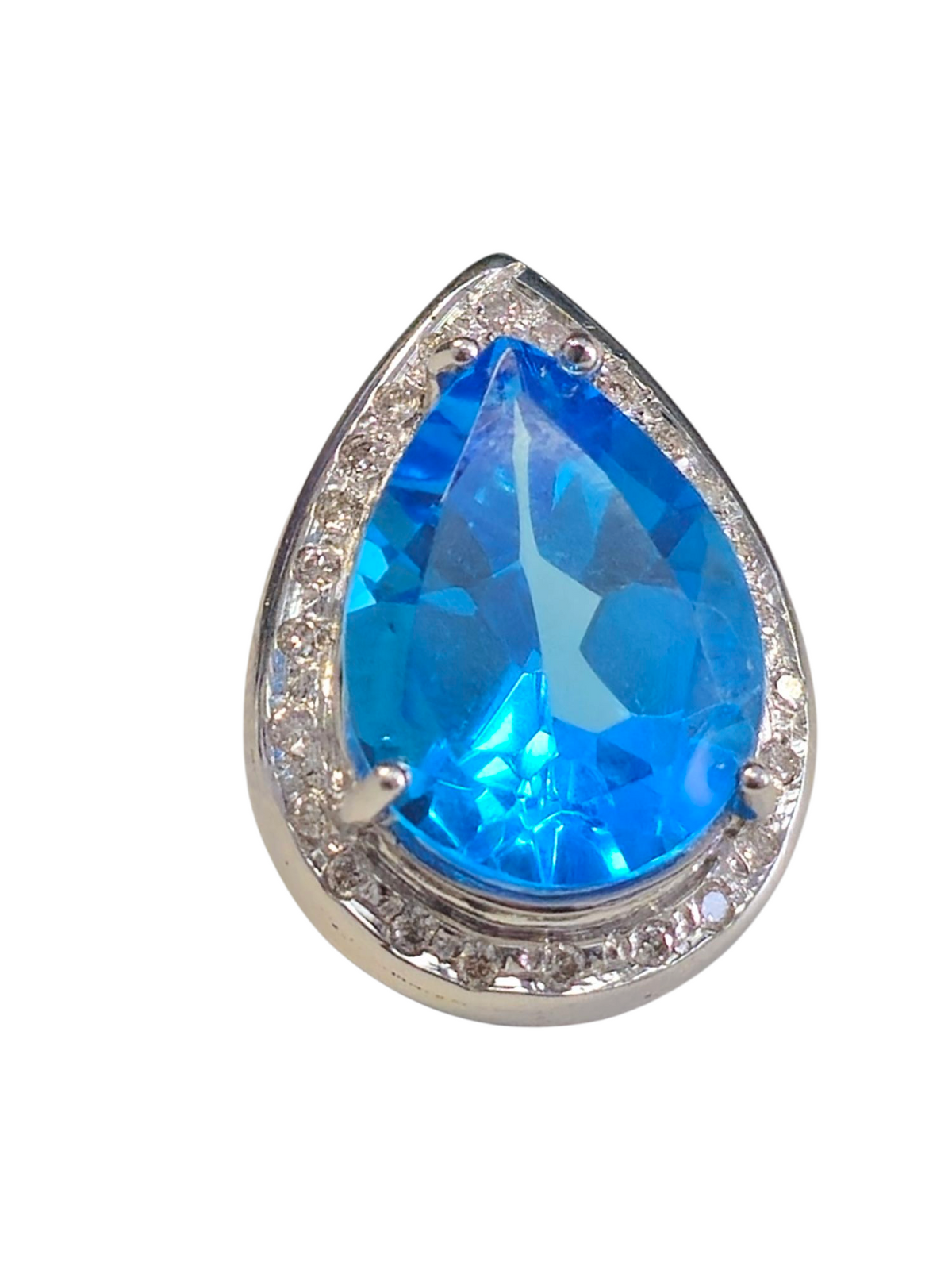 Blue Topaz Pair shape Earrings in 18 Kt White Gold with Diamonds