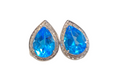 Blue Topaz Pair shape Earrings in 18 Kt White Gold with Diamond
