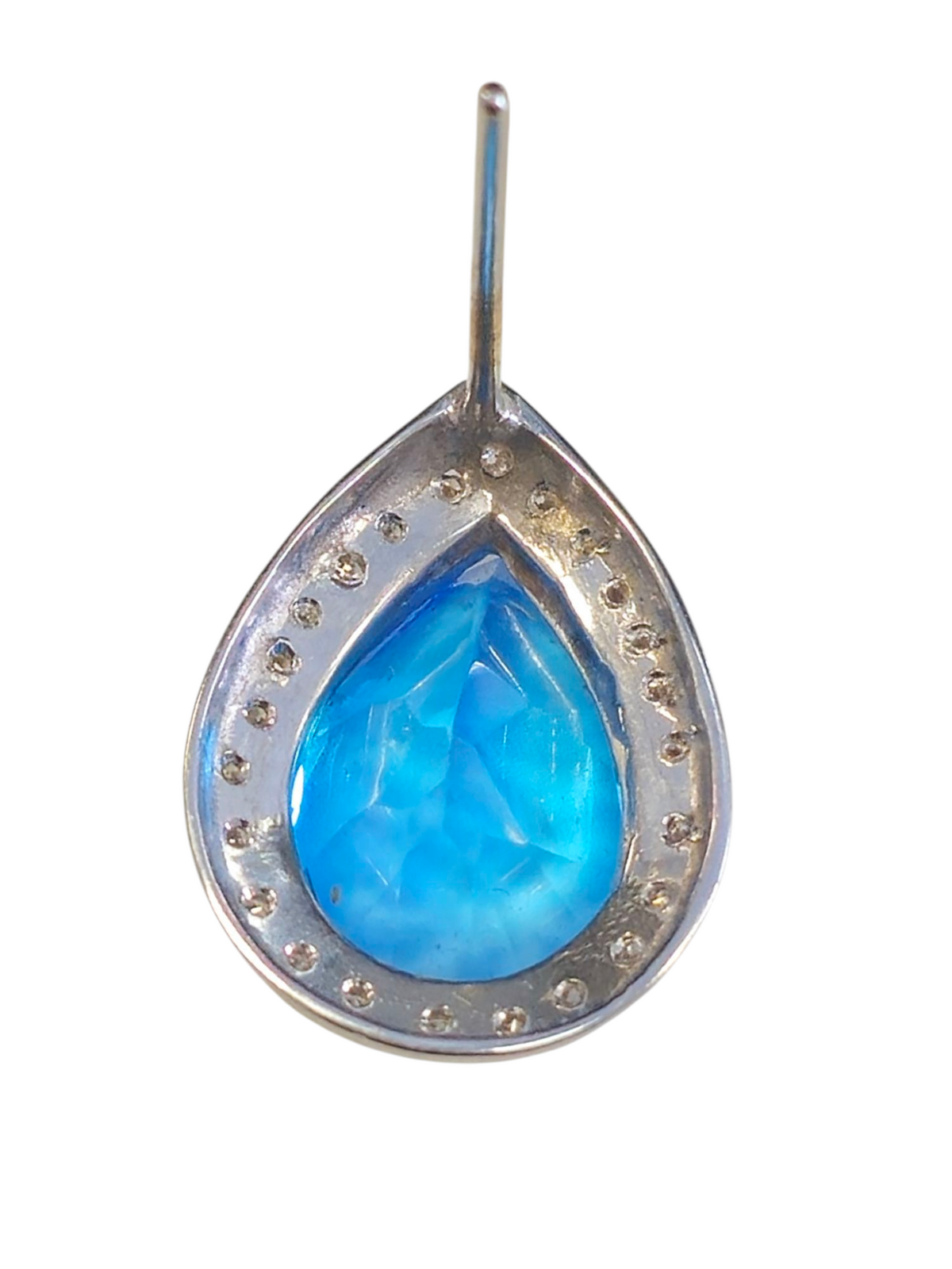 Blue Topaz Pair shape Earrings in 18 Kt White Gold with Diamonds