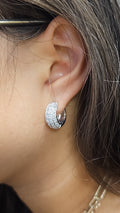 Pave Diamond Huggies Earrings in 14Kt White Gold