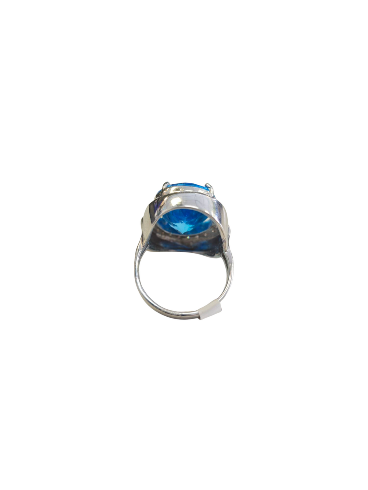 Oval Blue Topaz with Diamonds in 18 Kt White Gold Ring