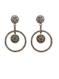 Diamond and 14kt White Gold Circle Drop Stud Earrings