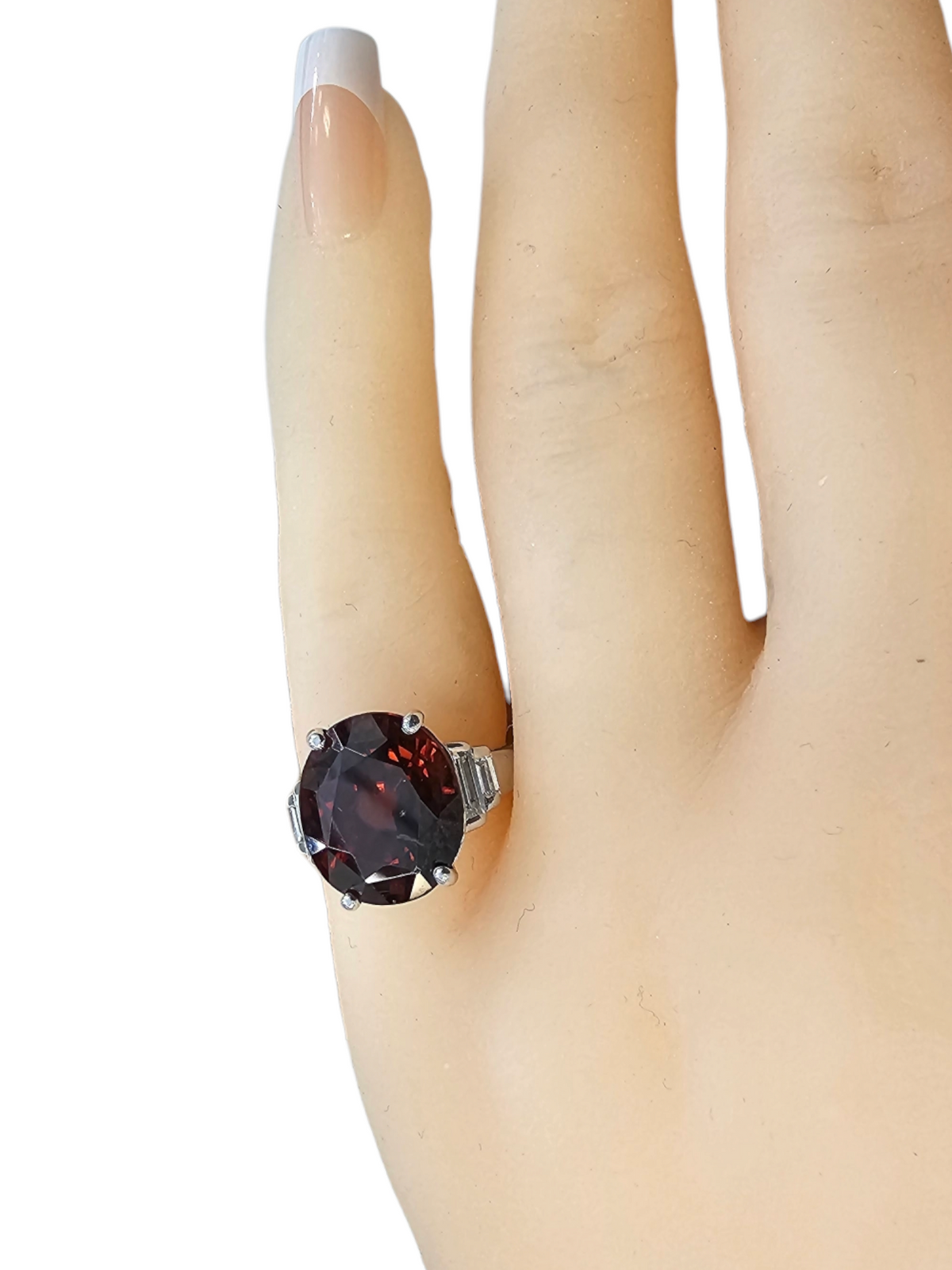 Oval Shaped Tourmaline with Baguette Diamonds Ring, 18kt White Gold