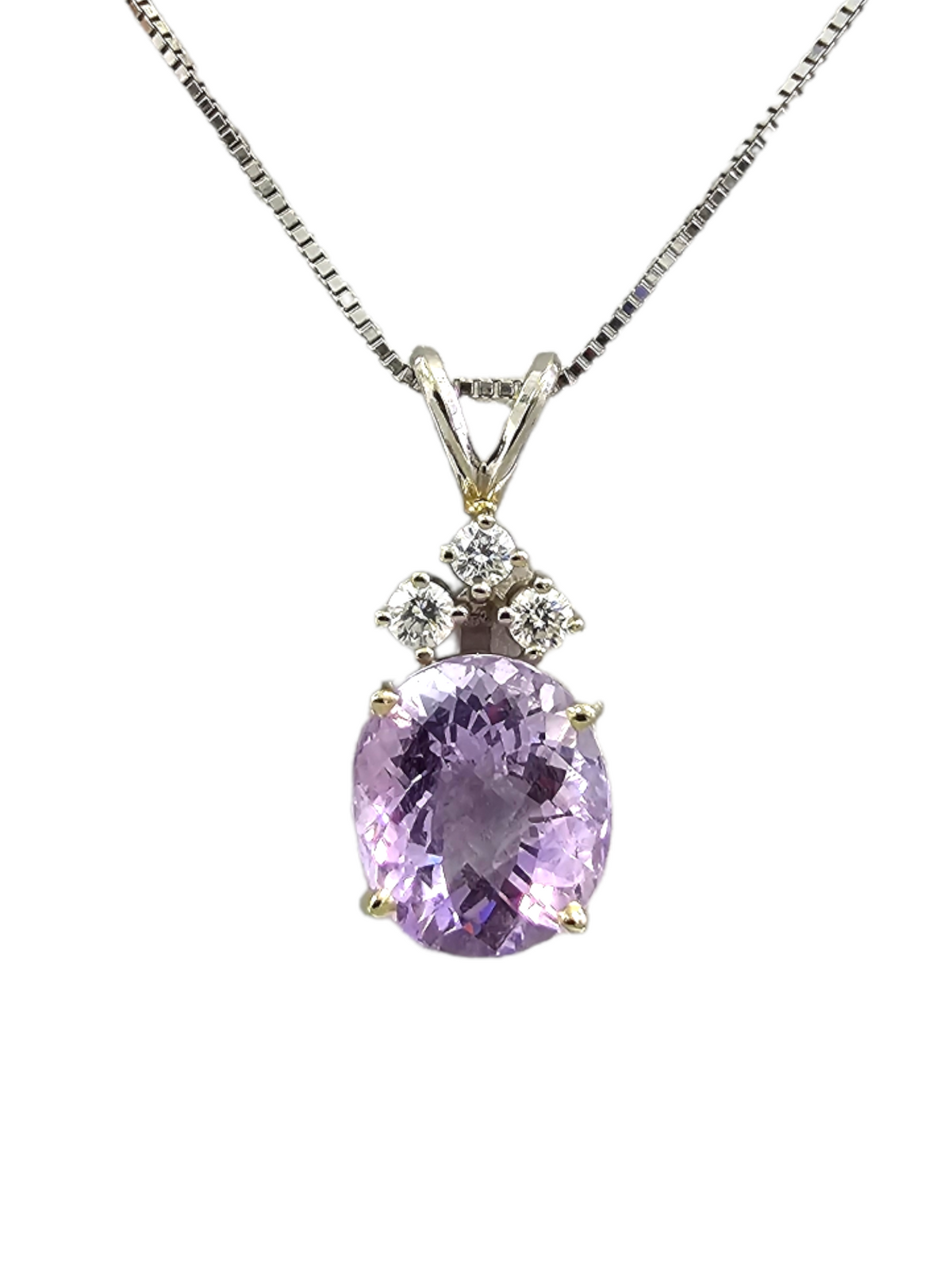 Amethyst and Diamond Pendant Necklace, 14kt White Gold