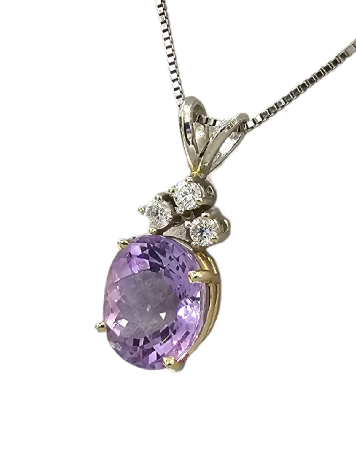 Amethyst and Diamond Pendant Necklace, 14kt White Gold