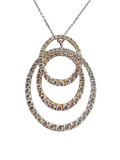 Interlocking Diamond Oval Dangle Tri-color Gold Pendant