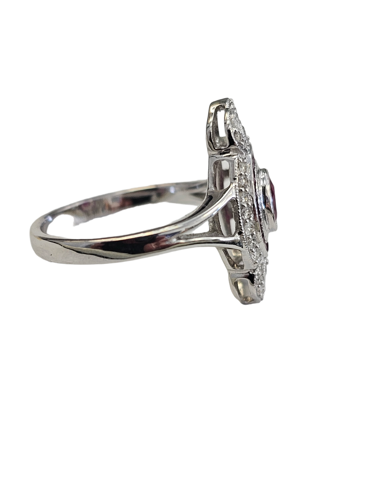 Ruby and Diamond Ring, 14kt White gold
