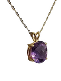 Amethyst Pendant Necklace, 14kt Yellow gold
