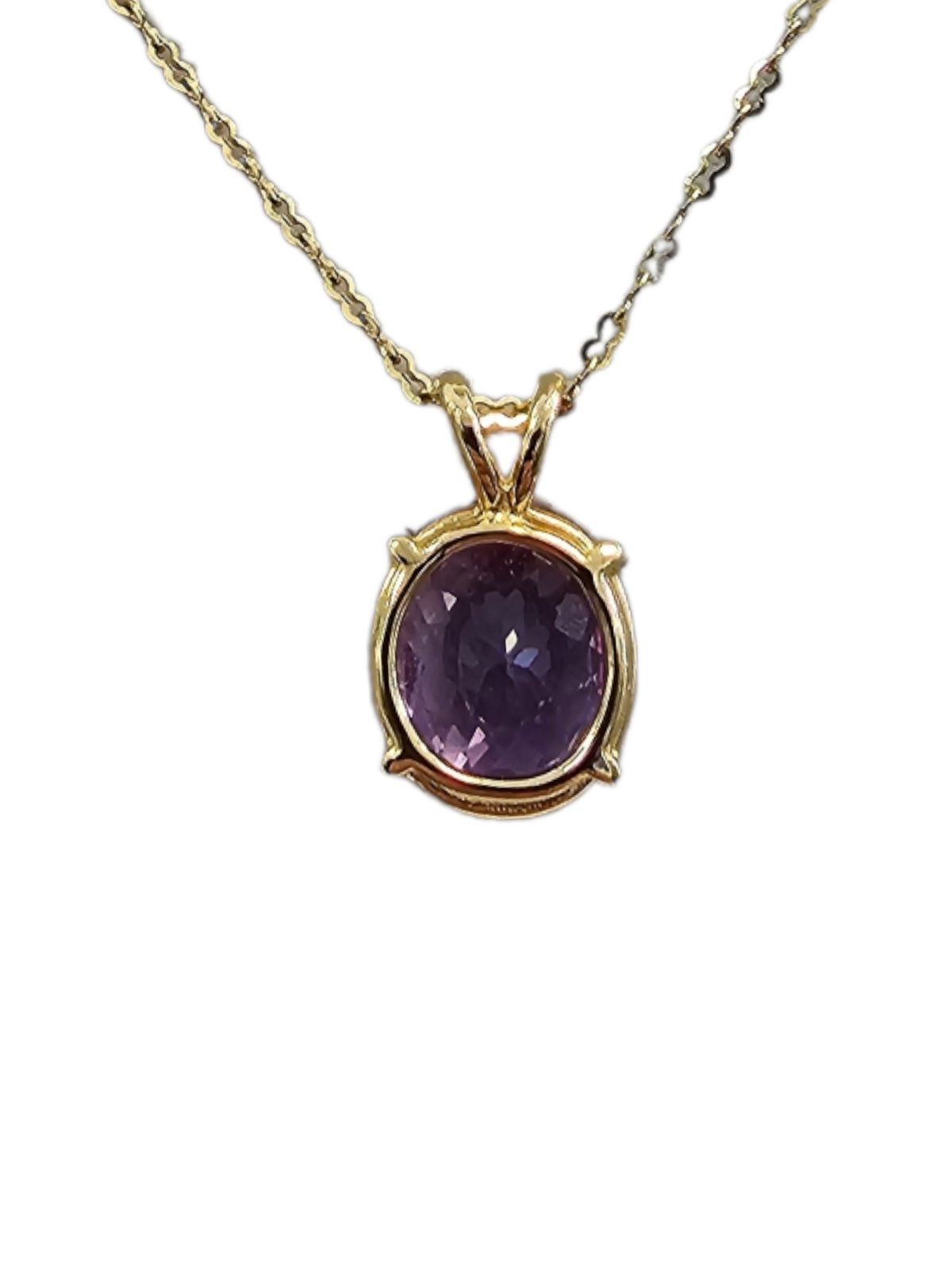 Amethyst Pendant Necklace, 14kt Yellow gold
