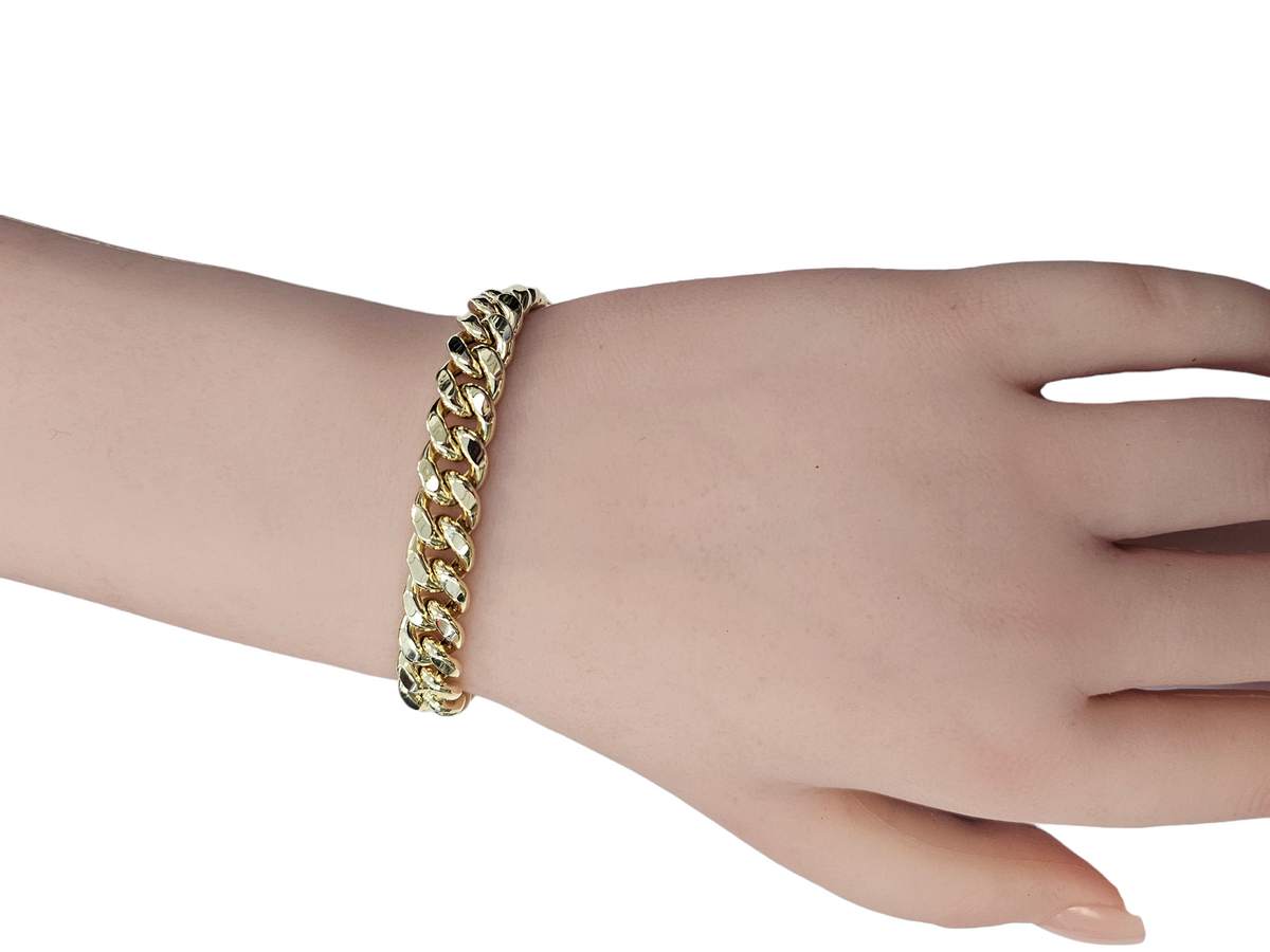 Cuban Link Style Semi-Solid Bracelet made in 14-Karat Yellow Gold