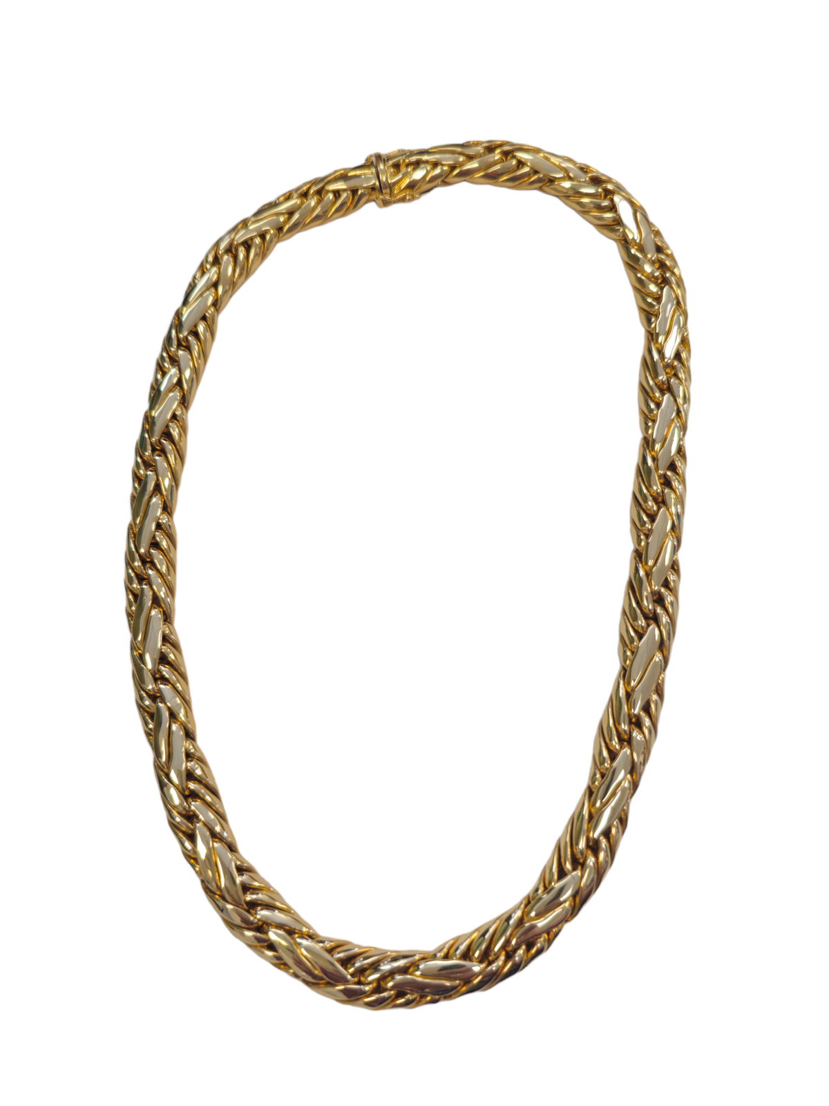 Authentic "Chaumet" Fancy weave link necklace made in 18-karat yellow gold