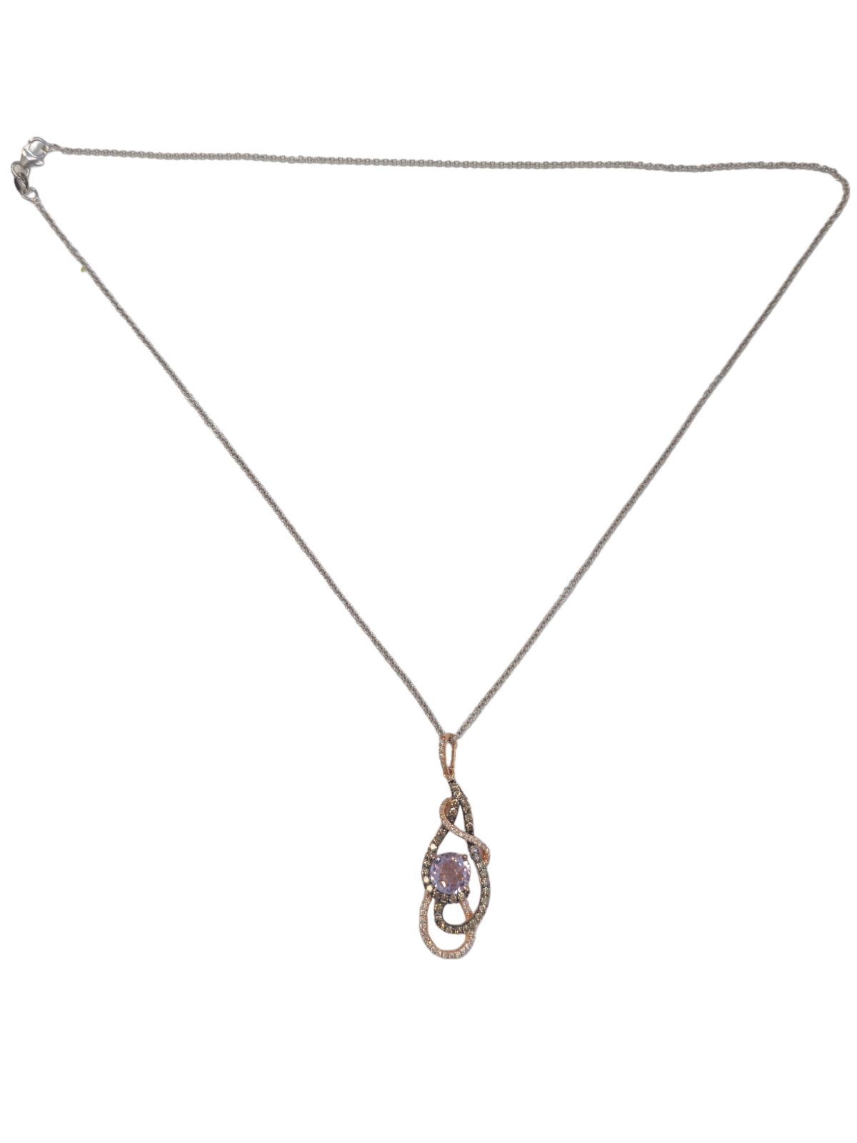 Le Vian Diamond pendant made in solid 14-karat rose gold with 14-karat white gold chain