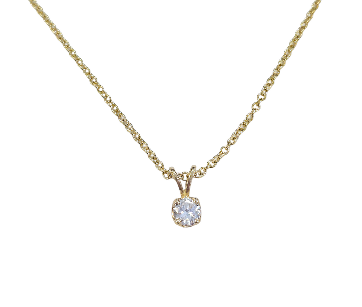 Natural Diamond solitaire pendant with chain made in solid 14-karat yellow gold