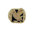 Men's Custom made American Eagle Ring with Onyx made in solid 14-karat yellow gold