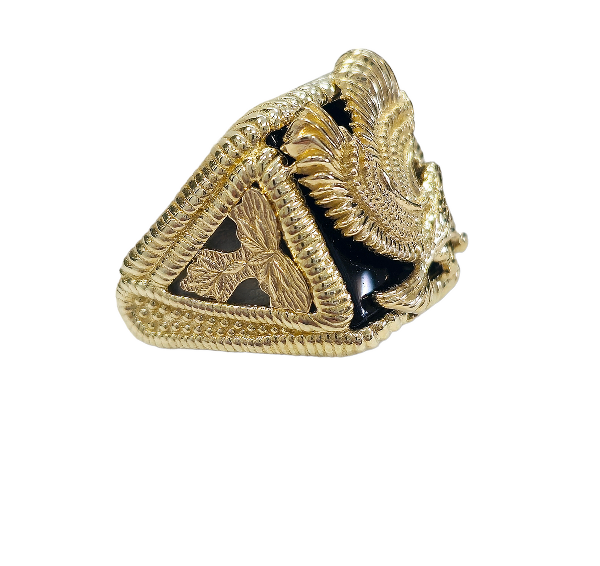 Custom made Gents American Eagle ring with Onyx made in solid 14-karat yellow gold