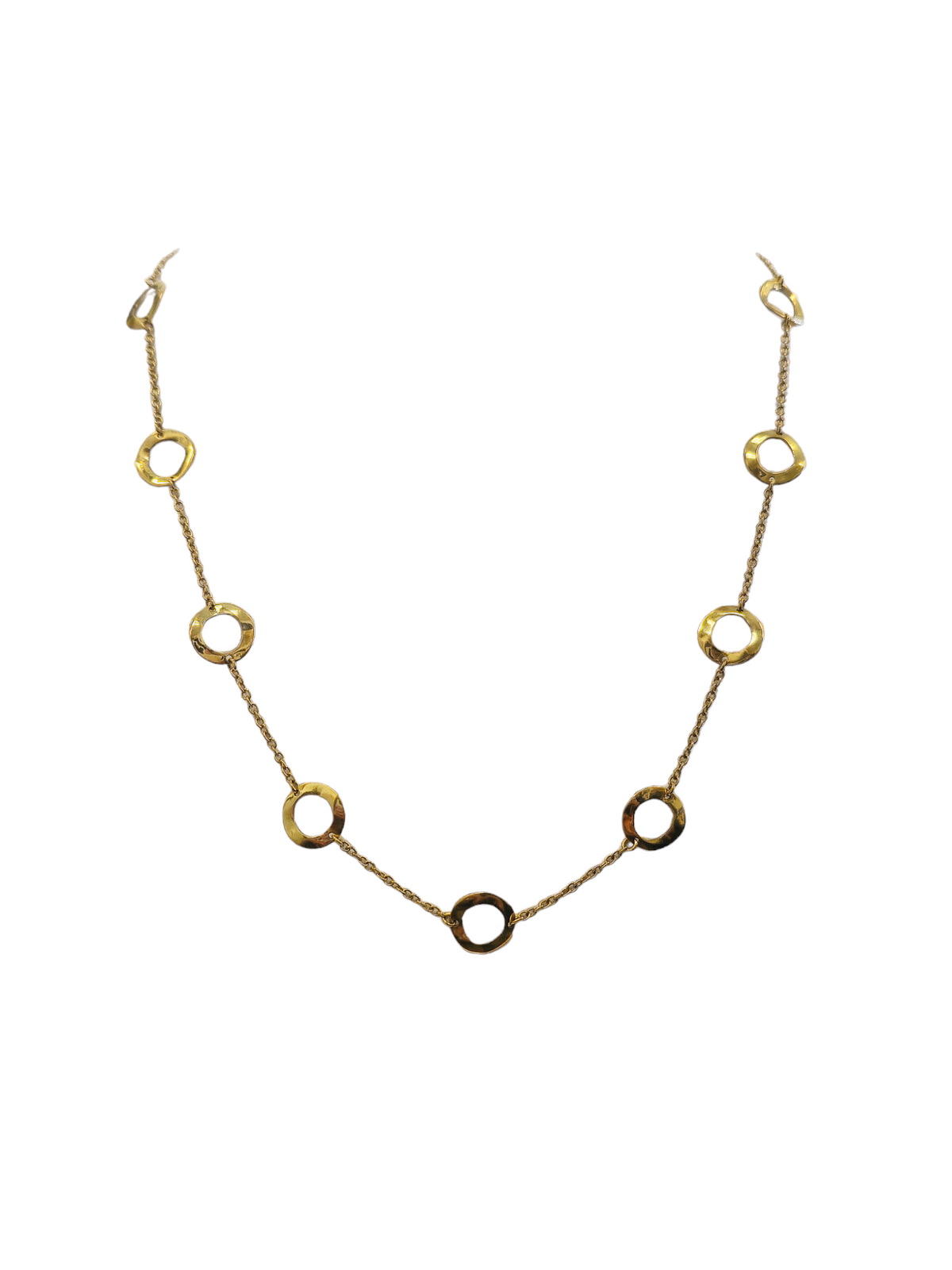 Ippolita Designer Hammered disc Necklace made in solid 18-karat yellow gold 18 inches