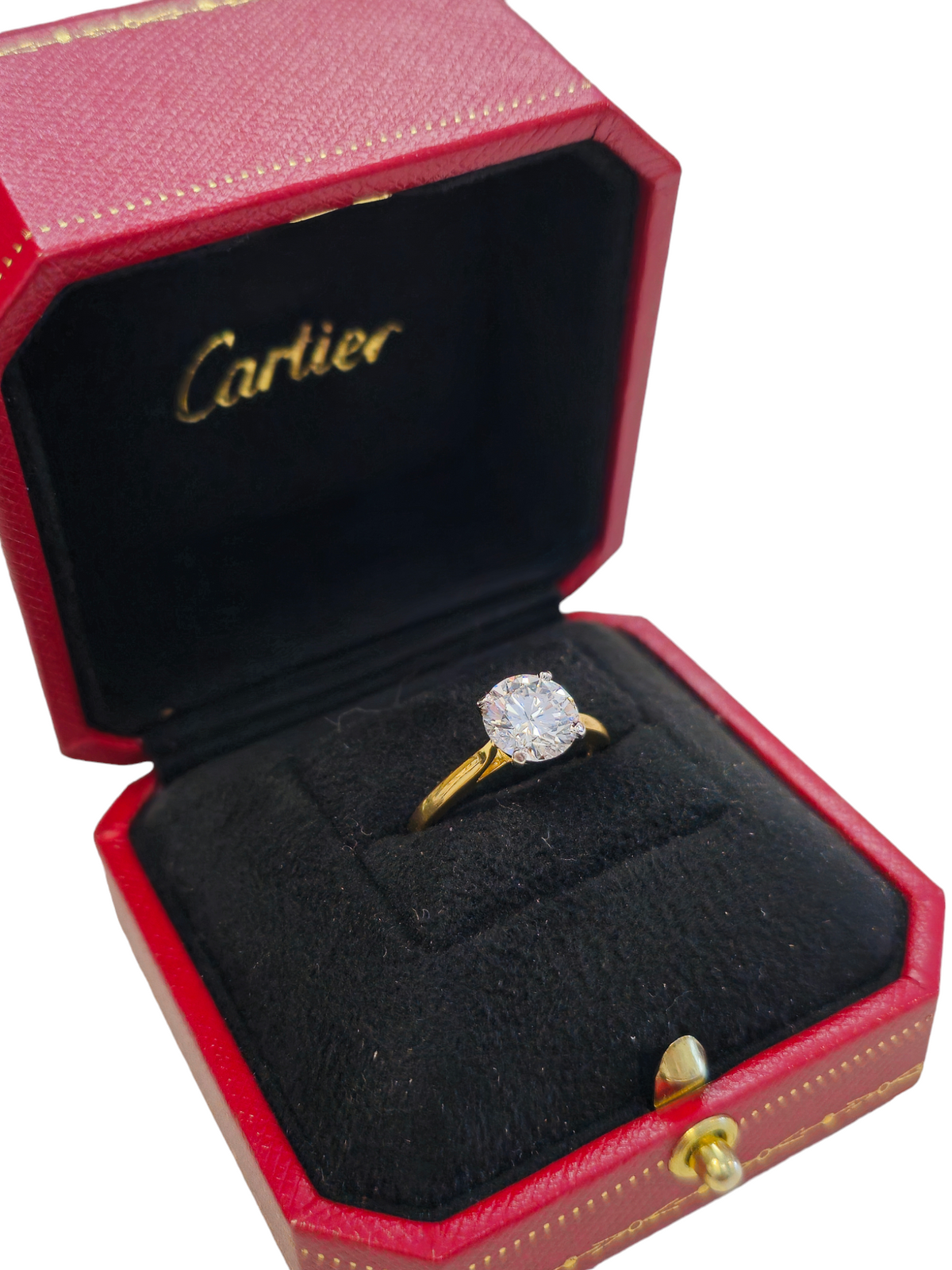 Authentic Cartier Diamond Solitaire ring made in Platinum and 18-karat yellow gold
