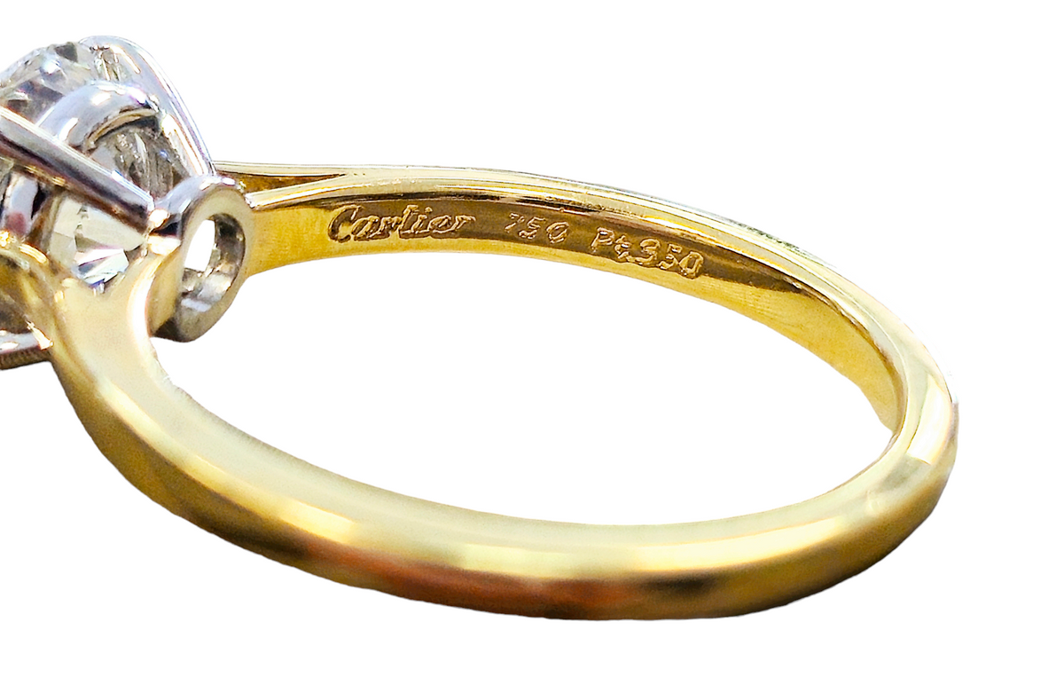 Authentic Cartier Diamond Solitaire ring made in Platinum and 18-karat yellow gold