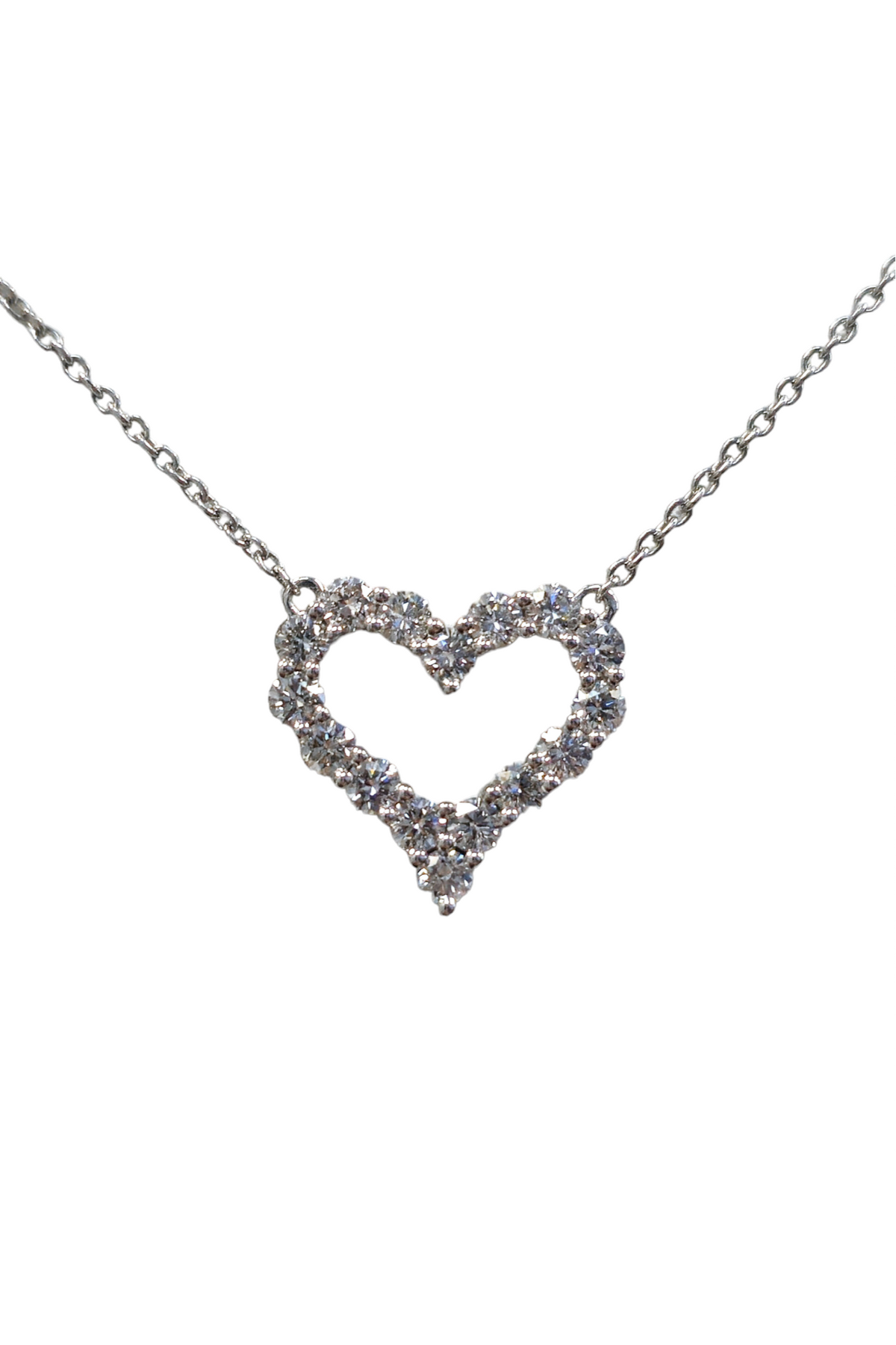 Natural Diamond Heart Pendant with adjustable length made in 14-karat white gold