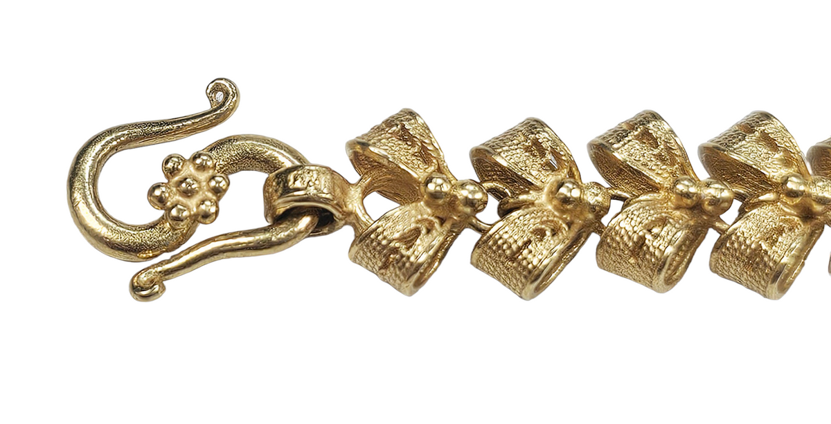 Handmade Filigree Flower Bracelet made in Solid 22-Karat Yellow Gold
